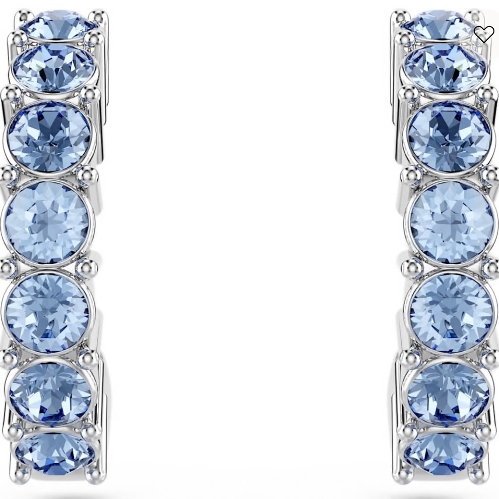 Swarovski Mini Hoop Earrings  – Blue, Rhodium plated